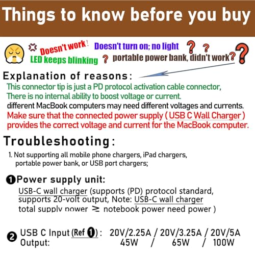 FASTELECTRIC Magnetic USB C Female to Mags 2 T Tip Male Adapter 100W PD Power Charger Type-C Converter Connector Support for MacBook Pro Air 2013 2014 2015 MD223 A1465 A1466 - Thumbnail 3