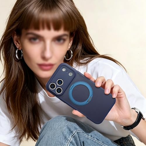 Image of for iPhone 17 Pro Max Case Compatible with MagSafe Full-Body Magnetic Phone Case with Built-in Tempered Glass Screen Protector& Stand for iPhone17 Pro Max Cover, Blue
