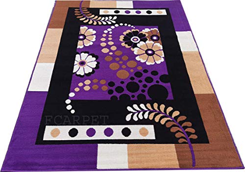 Image of Modern Rectangular Carpet Velvet Touch 6.0X 8.0 Feet Purple A