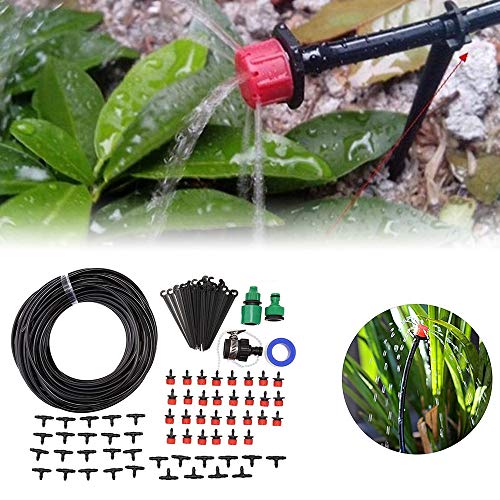 lysport 93 en 1 DIY Micro riego goteo system-tubing Kit de riego por goteo, riego spray para Patio jardín flores plantas (82ft Tubo)