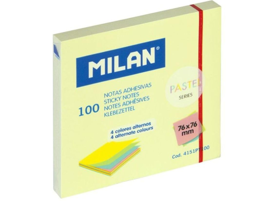 Bloc 100 notas adhesivas colores alternos 76 x 76 mm, serie Pastel MILAN, 4151PT100