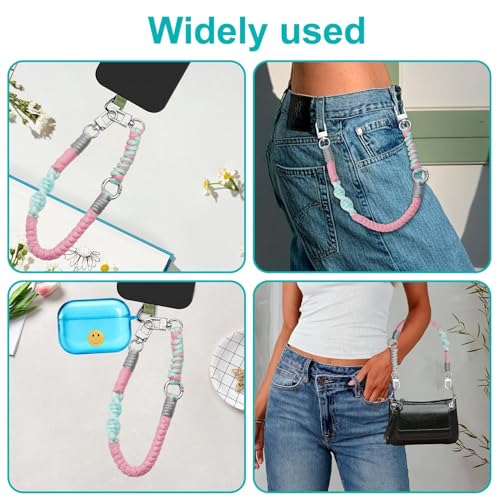 Handyband Kurz, Rosa Handykette Handyanhänger Handgelenk Schlüsselanhänger, Band Handyband Abnehmbar Universal Phone Lanyard Weberei Wrist Strap für Handyhülle Reise Kamera Outdoor