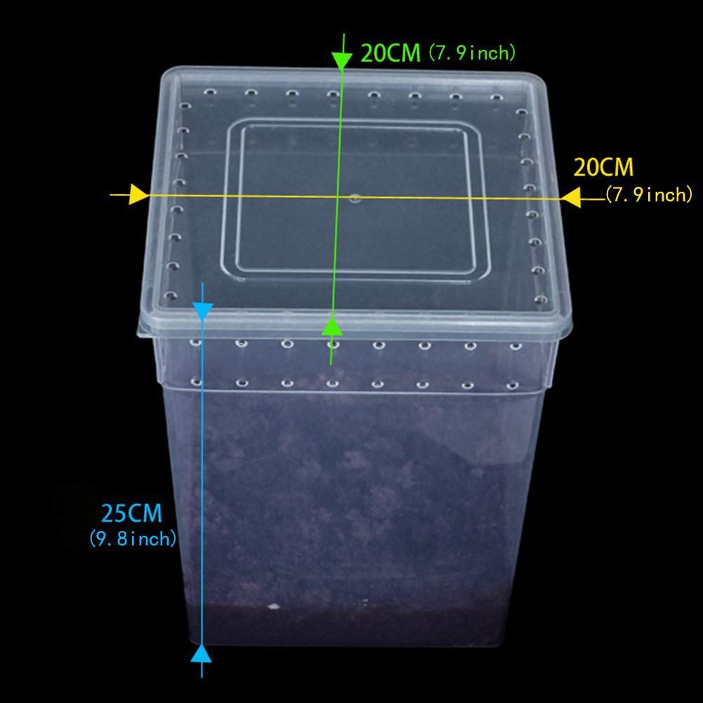 OMEM Hábitat portátil de terrario de reptiles para mini casas de mascotas, agujeros transpirables, contenedor apilable (extra H)