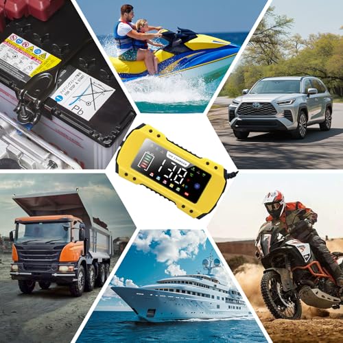 Cargador Baterias Coche, 12V 8A Inteligente Cargador De Baterias Coche Y Moto, Pantalla LCD Inteligente, Múltiples Protecciones, para Camión, Moto - imagen 8