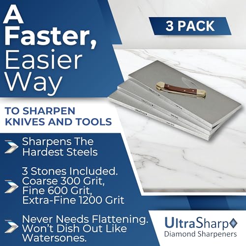Image of Ultra Sharp Diamond Sharpening Stone Set - 8 x 3 Coarse /Medium /Extra Fine
