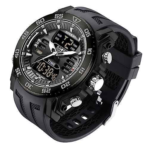 KXAITO Mens Stainless Steel case Sports Watch Military Watch Outdoor LED Stopwatch Digital Electronic Large Dual Display Waterproof Tactical Army Wrist Watches for Men, 6029 Black, Large, Military (B0BXS1X2HF) Amazon Price History, Amazon Price Tracker