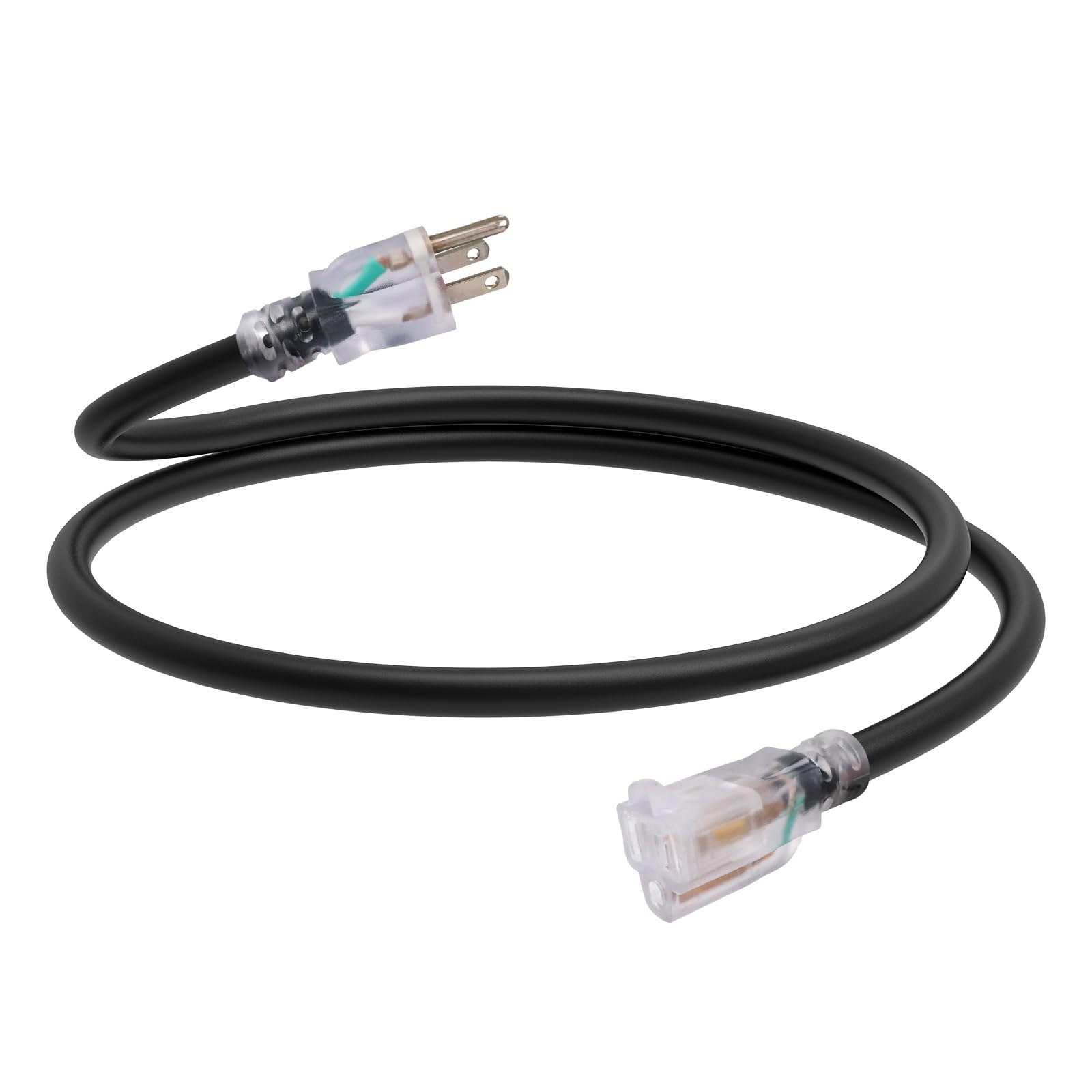 EP 3ft Outdoor Illuminated Extension Cord - SJTW Black Heavy Duty Extension Cable 12/3 with 3 Pin Grounding Plug - Power Cord for Lawn, Garden, Appliances-image-23