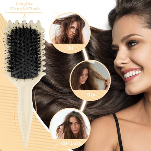 WOHSEROM 1PCS Curly Hair Brush, Curl Defining Brush, Boar Bristle Hair Brush for Combing and Shaping Men's and Women's - Image 4