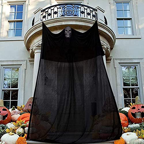 Buwenbuwen Halloween Fantôme Suspendu, 5m Décoration de Porte Halloween Fantôme, Décoration Halloween, Rideau Fantôme Halloween, Rideau Fantôme Halloween pour Décorations Suspendues Halloween Cover