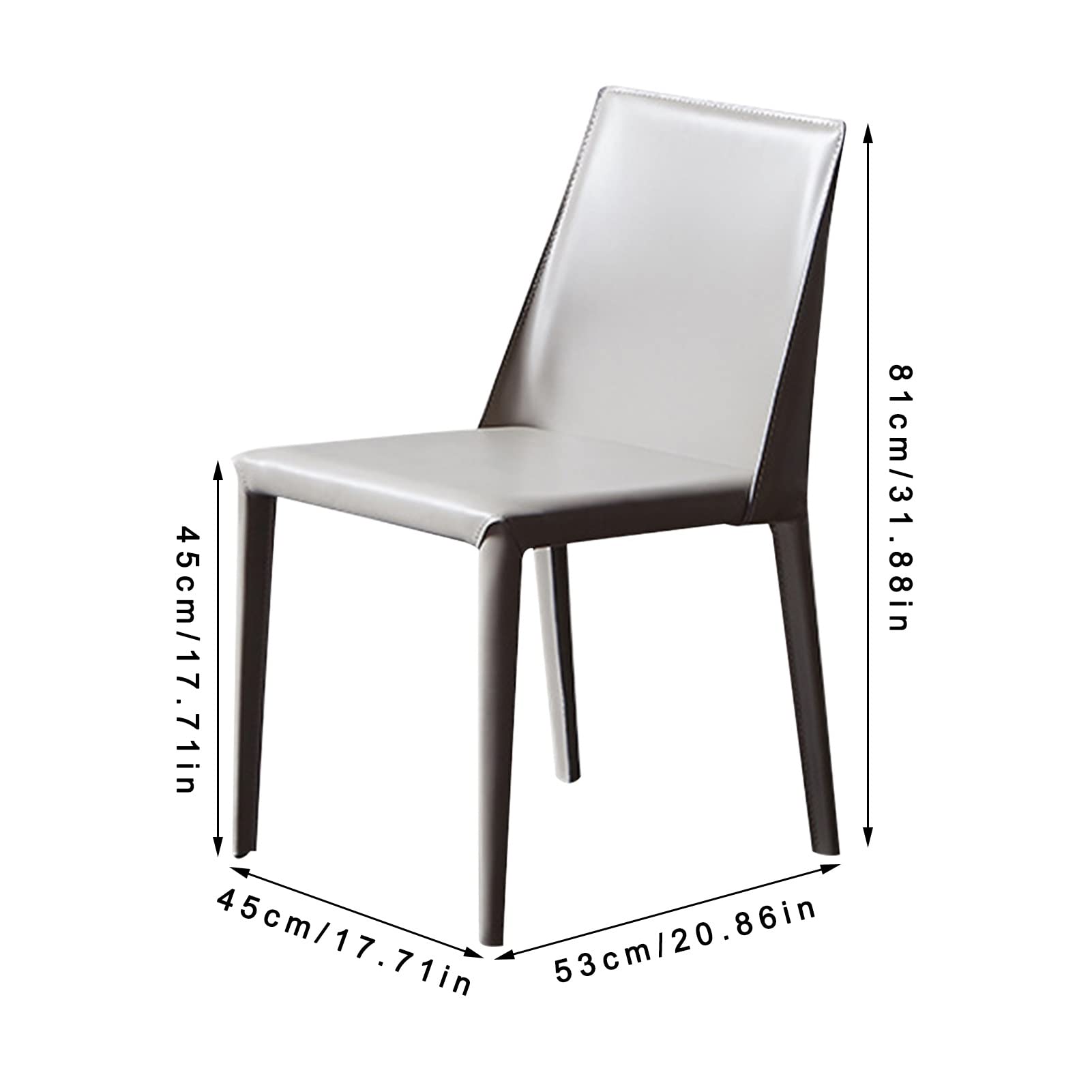 SJIALEN Modern Dining Chair, Hotel Restaurant Saddle Leather Chair Upholstered Chairs Home Bedroom Study Office Chair Kitchen Chair (Color : Black, Size : 45x53x81cm)