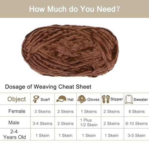Uxcell 2 Skeins Velvet Chenille Yarn, 2x100g/7.1oz, 174 Yards Total Length - Image 4
