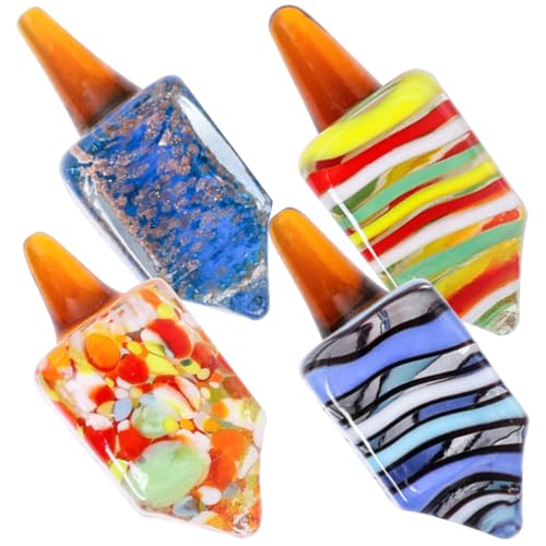 Nicedeal Dreidels for Hanukkah 4Pcs Exquisite Glass Dreidel Lightweight Collectible Dreidels Hanukkah Decorations for Tabletop Living Room, Dreidels