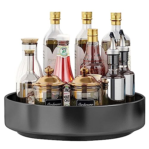 Plateau Tournant Epices, 26cm Plateau Tournant Placard Cuisine Frigo, Tournant Porte-Épices Étagère Rangement Cuisine de Acier Carbone, Epices Organisateurs de...