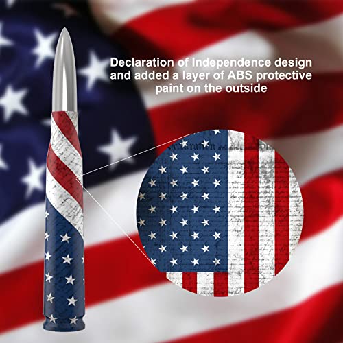 Image of Car Truck Antenna with Tire Stem Caps American Flag Anti-Theft Design, Universal Short Replacement for Ford F150 F250 F350 Raptor Dodge RAM GMC Sierra Chevy Silverado 1500 2500 3500, Silver