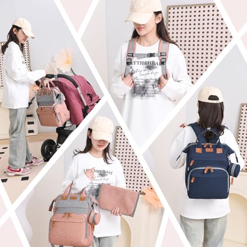 SHITIESHOU Diaper Bag Backpack Baby Bag for Mom Dad with Changing Pad, 19 Pockets, Large Waterproof Travel Baby Girl Boy Toddle Diaper Bag with Insulated Pocket, Baby Shower Gifts, Blue