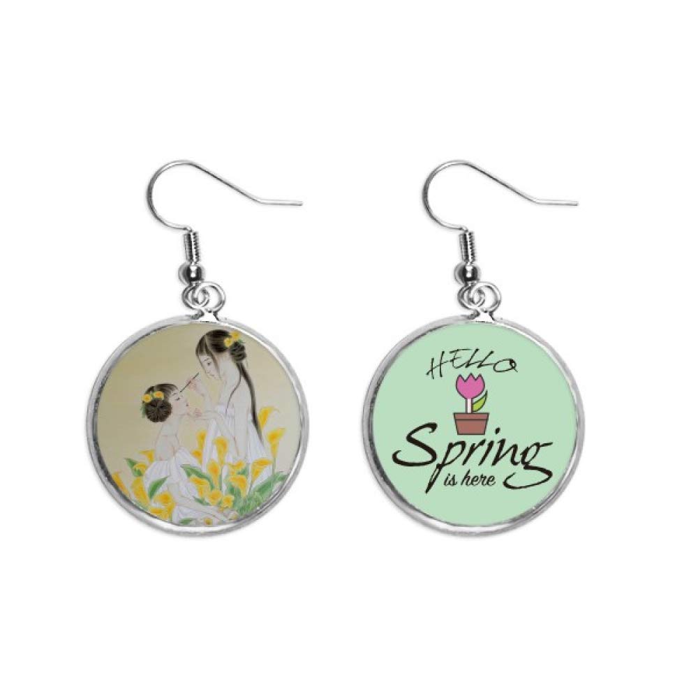 Pendientes de pintura china y flores amarillas para vestidos de primavera 5