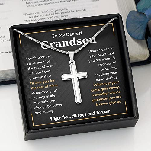 Cross Grandson Necklace From Meme, Grandson Gifts From Grandma, Grandson Gifts From Grandparents, Nana And Grandson Gifts, Graduation Gifts For Grandson, Chain Gift for Men3