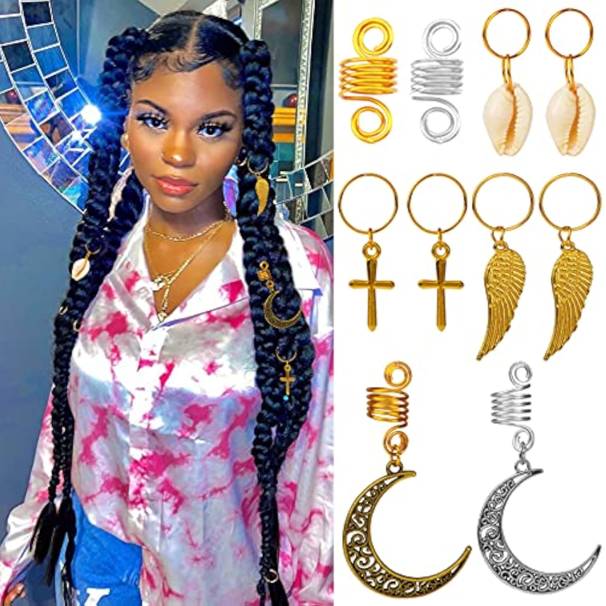 128 Pieces Dreadlock Accessories Hair Jewelry Set