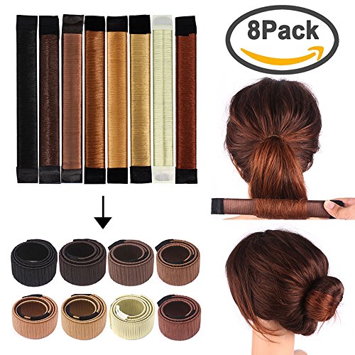 Hair Bun Maker Bun Shapers Donut Hair Styling Making DIY Curler Roller Hairstyle Tools French Twist Doughnuts Hair Accessories Modern Magic Women Girls Hair Crown Clip 8 Pack