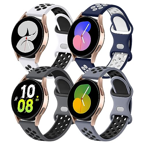 Lerobo 4 Pack Bands Compatible with Galaxy Watch 7 6 5 4 Band 40mm 44mm/Galaxy Watch 6 4 Classic 43mm 47mm 46mm 42mm/Watch 5 pro 45mm,Active 2 Band, 20mm Watch Band Soft Silicone Sport Band