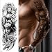 Produktbild 4 Blätter Temporäre Tattoo Aufkleber Haut Wasserfest Männer Frauen Kinder Schwarz Tattoo Körperkunst Schwarze Hexe/Löwe/Tiger/Buddha Fake Arm Schultern Tattoos Sticker Abnehmbare Für Party Festi