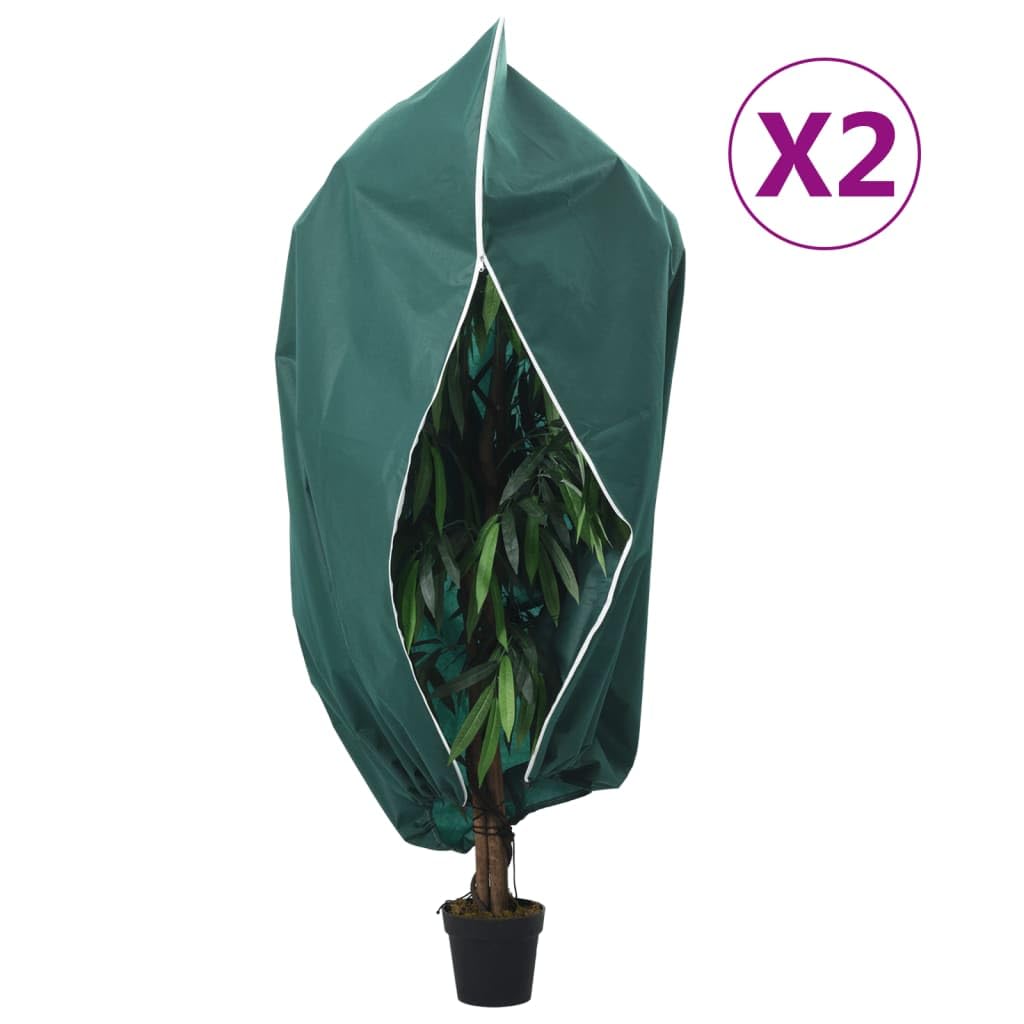 Wintervlies 2 STK 70 g/m² 3,93x3 m | Atmungsaktives Vlies, Kordelzug und Reißverschluss, Frostschutz für Pflanzen, vielseitig einsetzbar