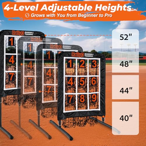 Image of Pitching Net, 9 Hole Baseball & Softball Pitching Net with Strike Zone, Adjustable Pitching Target with 9 Pocket Design, Portable Pitching Practice Equipment