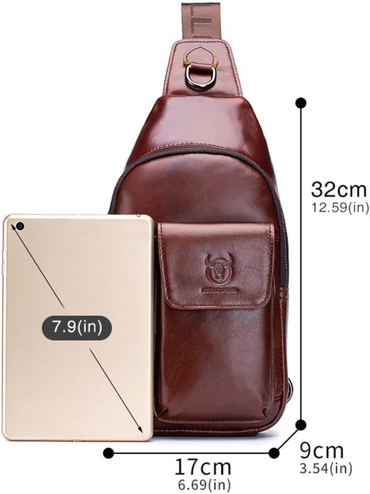 KPYWZER Vintage Leather Sling Bag Backpack for Men Crossbody Shoulder Chest Day Pack Backpacks - Image 6