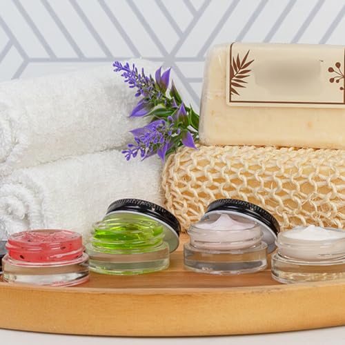 Cornucopia Brands 7-Milliliter Glass Lip Balm Jars (24-Pack).25-Ounce Thick-Walled Containers (7ml Clear with Black Metal Lids)3