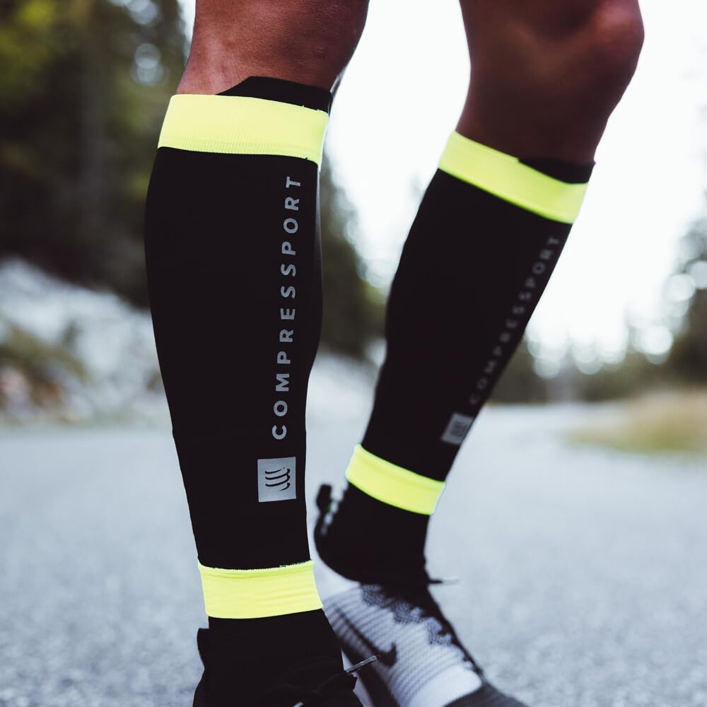 COMPRESSPORT R2 3.0 Flash Vêtements de Compression Unisexe Adultes Noir/Jaune Fluo (Multicolore), 42-46cm