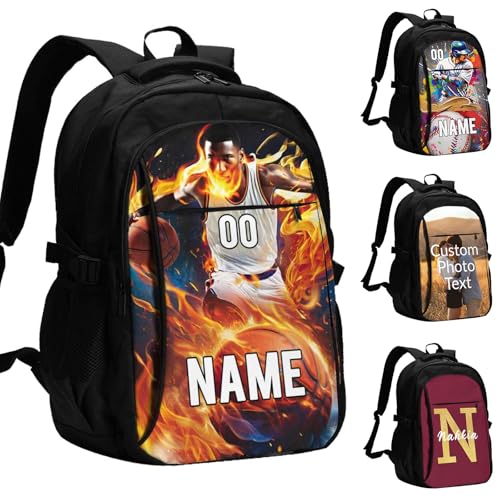 Custom Backpack with Name Personalized Travel Bags Customize for Adults Men Women Camping Casual-Basketball