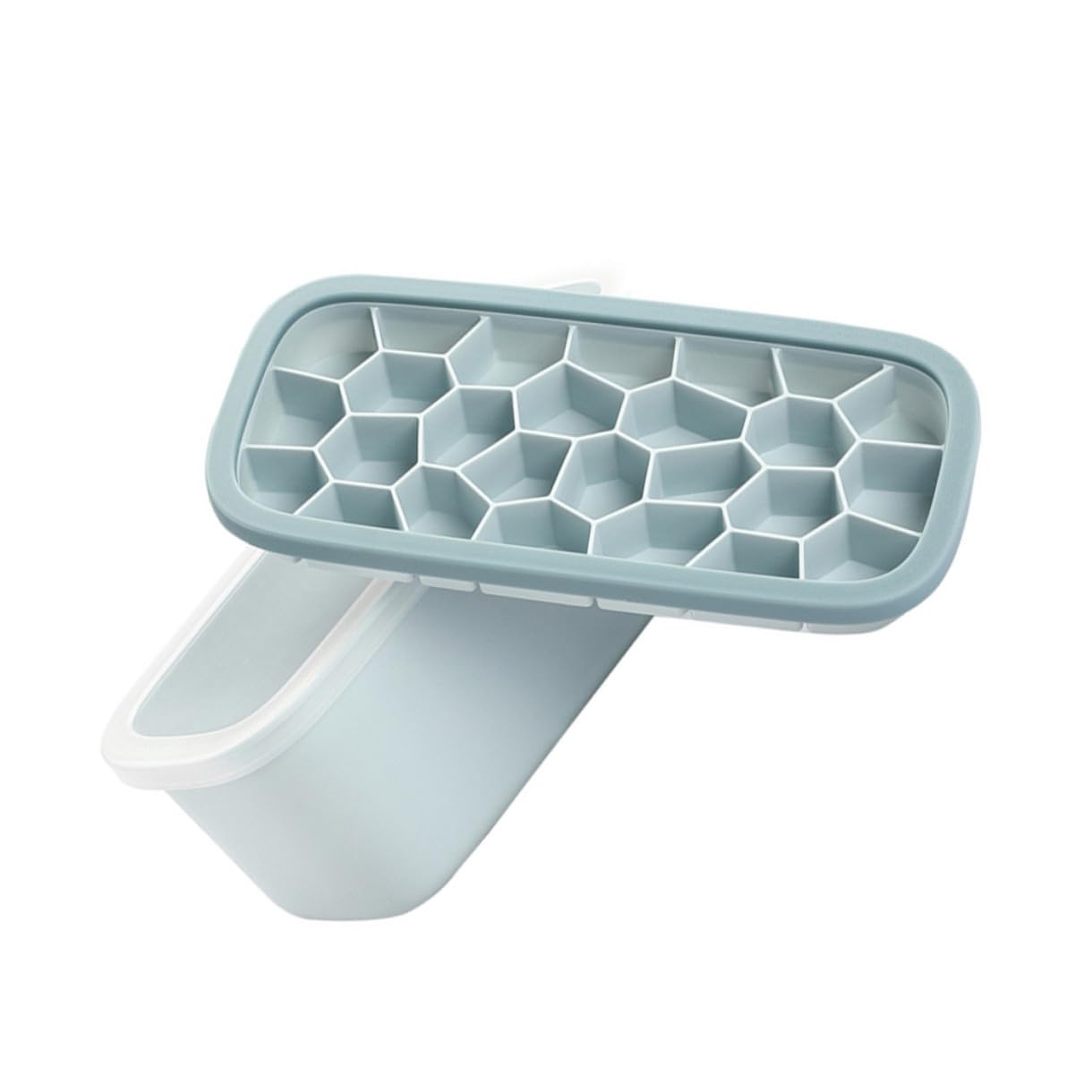 DOITOOL Moule à Glaçons en Silicone avec Couvercles, Forme Douce et Flexible, Couleur Bleu Nordique, Moule Réutilisable pour Glace Maison, la Cuisine,