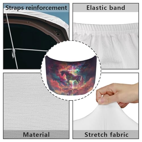 Image of Car Hood Cover Elastic Polyester Cover for Car Hood Removable Automotive Accessories Easy Installation for Car Hood Decoration and Protection-Starry Sky Horse Print