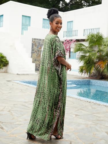 Image of Kaftan Dresses for Women Plus Size Bathing Suit Cover up Caftan Maxi Beach Dresses