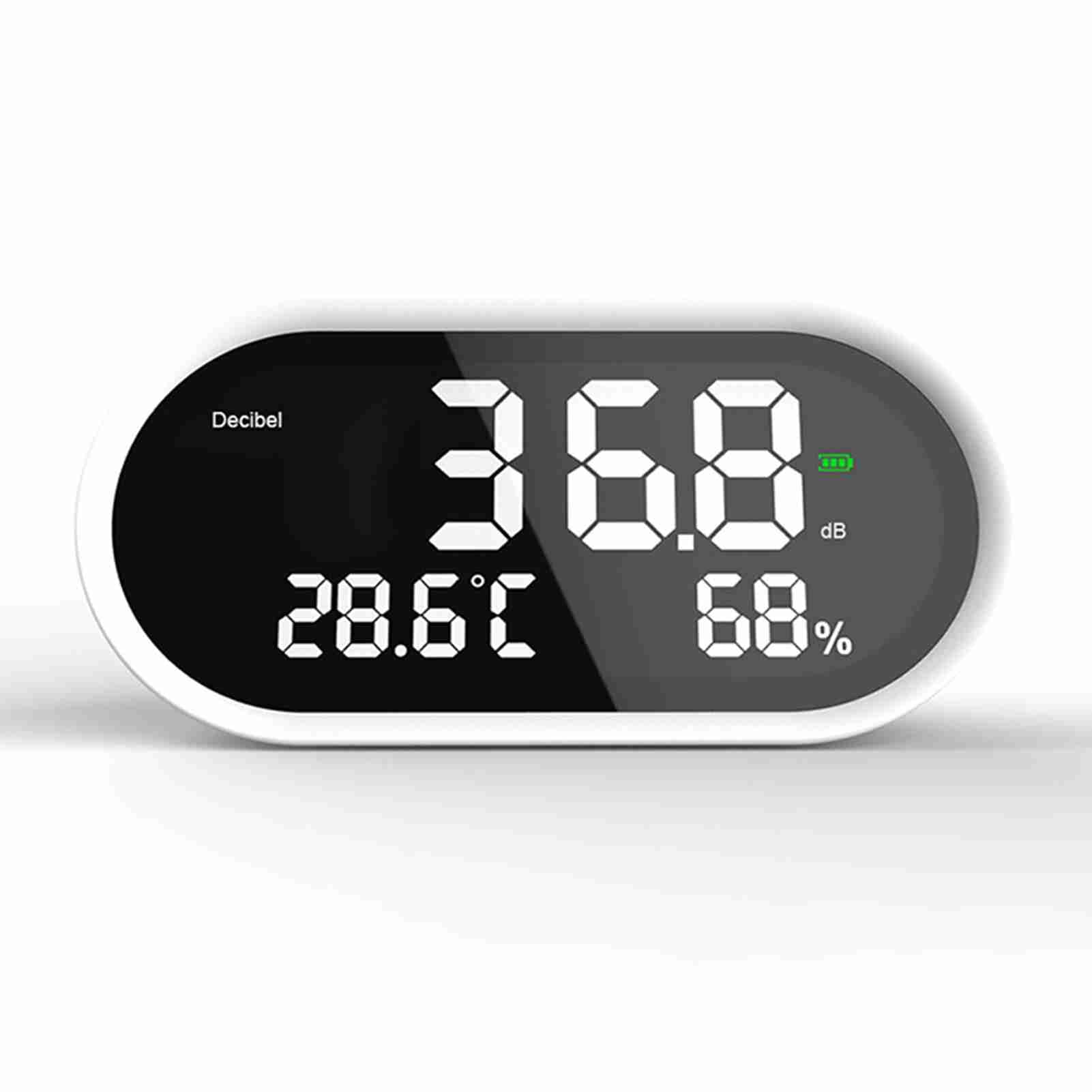 Test Meter Digital Display Decibel Temperature Humidity Noise Tester LED Display Desktop Monitoring Device for Studio Classroom Home