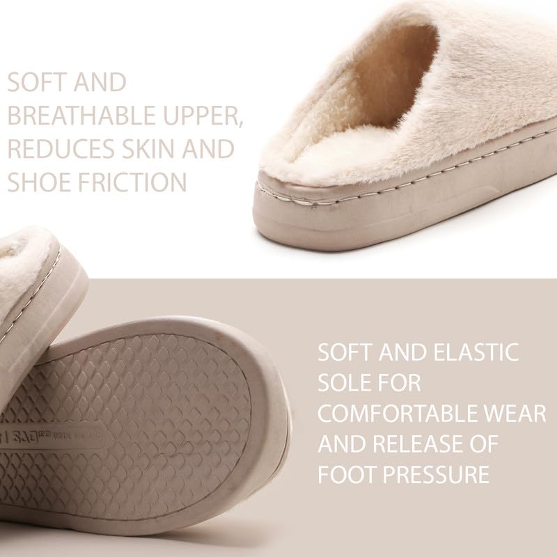 Image of Unisex Winter Flip Flop Slipper for Men and Women Soft Faux Fur Slip On Indoor Home Slides Slipper for Bedroom Sandals