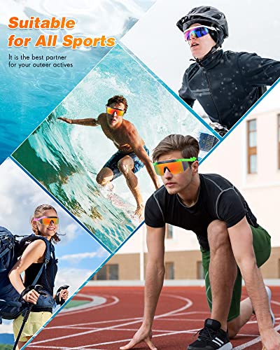 Fabbay 12 Pairs 90s Sunglasses Neon Semi Rimless Rainbow 80s Zigzag Sunglasses Goggle Style Retro Rave Shades Glasses for Men Women Halloween Cosplay4