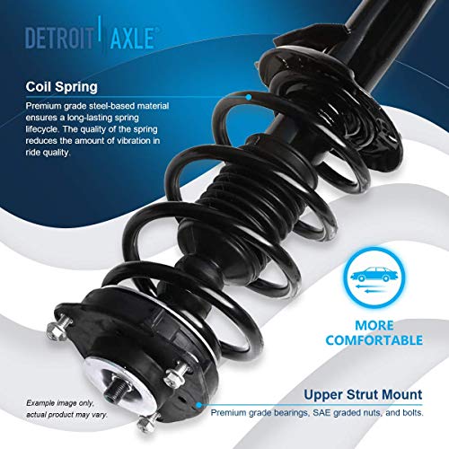 Image of Detroit Axle - Struts Shocks for 2010-2014 Volkswagen Golf 2005-2010 2012-2014 Jetta, Complete 2 Front Struts with Coil Spring 2 Rear Shock Absorbers Replacement Ready Strut