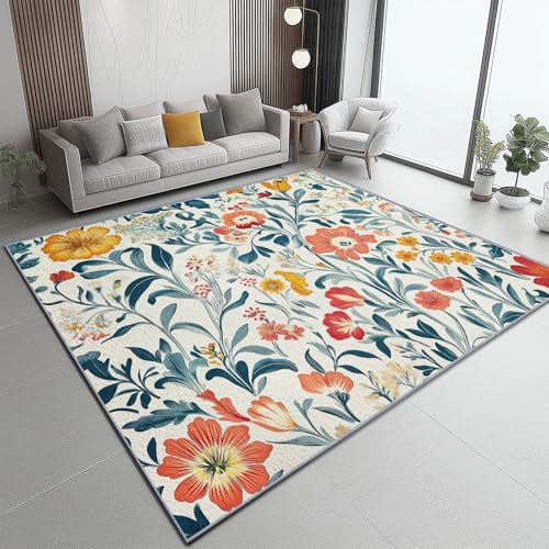 Tapis de salon lavable et antidérapant style William Morris - 3