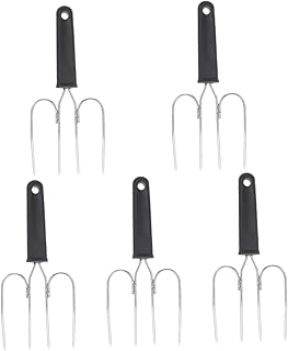 SHOWERORO 5 Peças De Garfo De Peru Para Churrasco Ao Ar Livre Presunto De Peru Garfo De Cozinha Resistente Garfo De Carne Garfo De Peru De Aço Inoxidável Garfo De Peru De Aço Inoxidável Lam