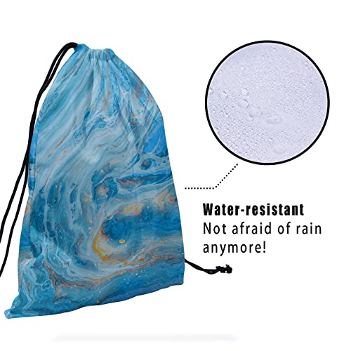 Image of Nerxy Blue Marble Grip Bag Gymnastics - Abstract Art Gymnastics Grip Bags for Gymnast Retro Paintbrush Colors Drawstring Storage Gym Pouch Bags