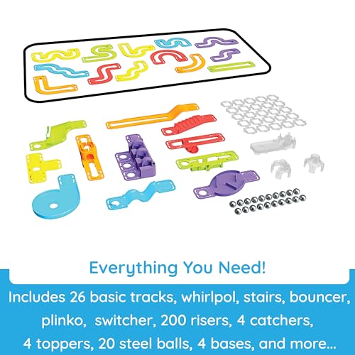 Image of Fat Brain Toys Trestle Tracks Pro Marble Run Set, 274-Piece Modular Marble Track, STEM Toys for Kids, Fun Science Kits for Girl and Boy Ages 8-13+ | Modular, slow-motion marble run building set. Open-ended creative construction. STEAM learning. Kids, tweens, ages 8 and up.