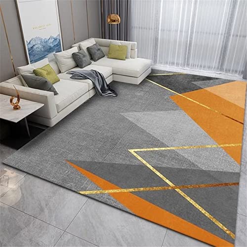 Tapis de salon triangle orange et géométrique durable pour salle à manger - 2