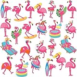 Zhanmai 24 Pcs Pink Flamingo Magnets Decoration Summer Refrigerator Magnets Tropical Flamingo Garage Door Magnet Flamingo Decorative Car Magnetic Stickers for Fridge Mailbox Cabinet Home Summer Decor