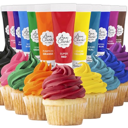 Ann Clark Professional-Grade Gel Food Coloring Made in USA .7 oz, 12 Colors