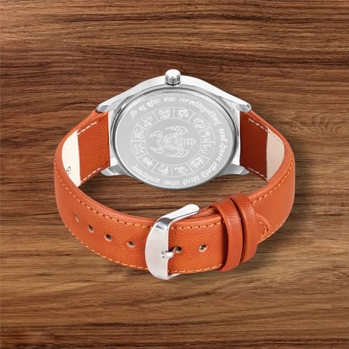 Image of Boys Astro Navagraha Analog Watch for Vastu Dosh Nivaran, Good Luck, Money Flow,Mind Balance and Concentration Your Focus, dial Color -Multicolour, Band Color-Tan
