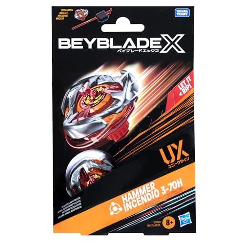 Image of Beyblade X Hammer Incendio 3-70H UX Starter Pack Set with Balance Type Top and Launcher; Authentic Takara Tomy Battle Tops Games /Toys for Boys and Girls 8+