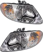 Evan-Fischer Headlight Set Compatible with 2001-2007 Dodge Grand Caravan Chrysler Town and Country Left Driver and Right Passenger Side Halogen With bulb(s)