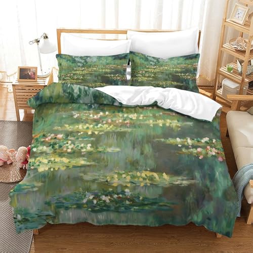Housse de couette hypoallergique nénuphars anti-plis en microfibre douce