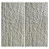 2-Pack PU Indoor Outdoor Stone Wall Panels, Background Wall Paneling Faux Stone Texture, 3D Accent Wall Decor Realistic Rock Look(White)